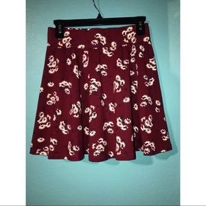 Floral Print High-Waisted Skater Skirt